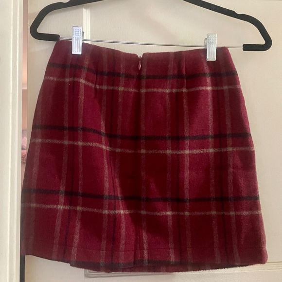 Burgundy and Black Winter Mini Skirt - Picture 2 of 2